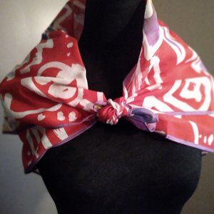 Vintage Red floral cotton scarf by Oscar de la Renta | Size OS